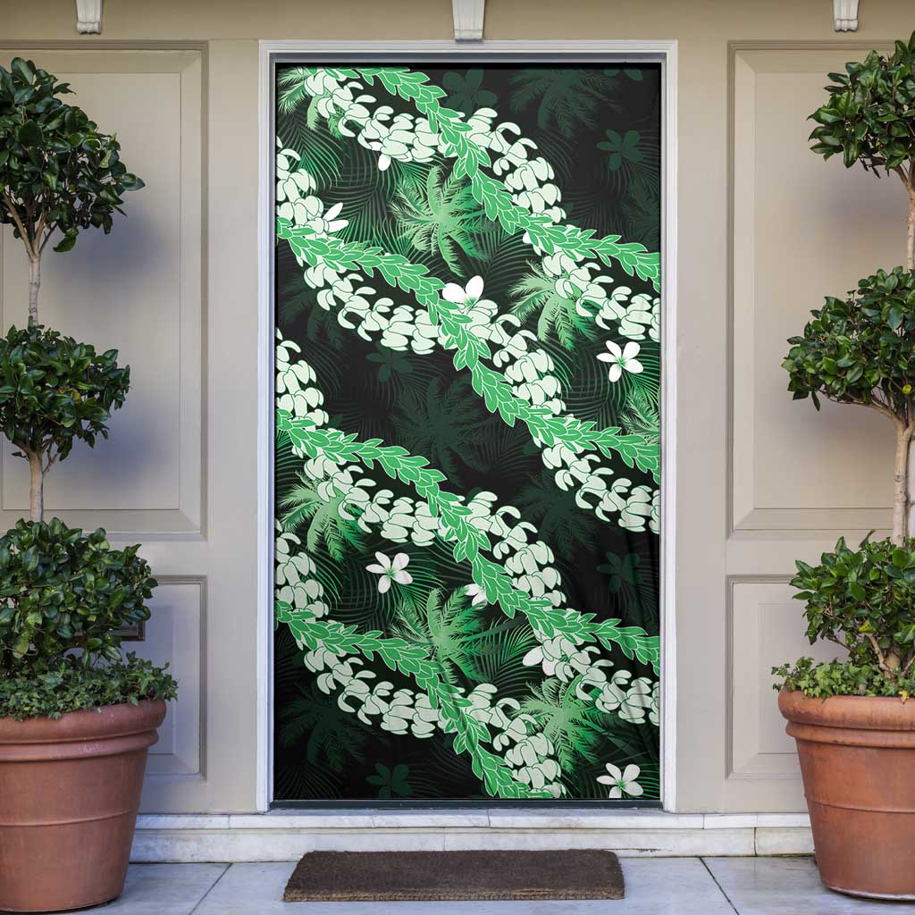 Puakenikeni Maile Lei Door Cover Frangipani Green Tropical Leaves LT01 Green - Polynesian Pride
