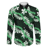 Puakenikeni Maile Lei Family Matching Puletasi and Hawaiian Shirt Frangipani Green Tropical Leaves