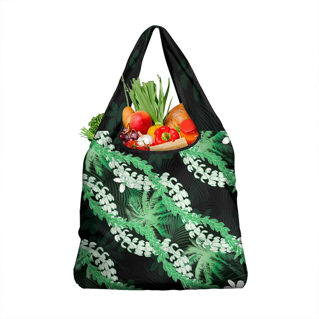 Puakenikeni Maile Lei Grocery Bag Frangipani Green Tropical Leaves LT01 1-pack One Size Green - Polynesian Pride