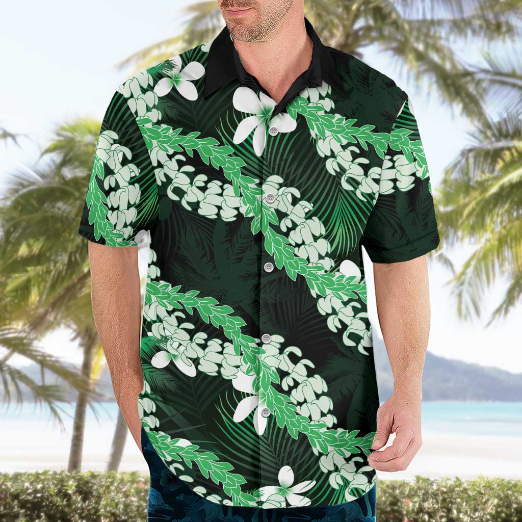 Puakenikeni Maile Lei Hawaiian Shirt Frangipani Green Tropical Leaves LT01 - Polynesian Pride