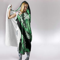 Puakenikeni Maile Lei Hooded Blanket Frangipani Green Tropical Leaves LT01 - Polynesian Pride