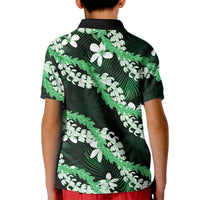 Puakenikeni Maile Lei Kid Polo Shirt Frangipani Green Tropical Leaves LT01 - Polynesian Pride