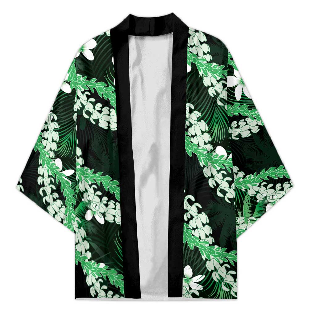 Puakenikeni Maile Lei Kimono Frangipani Green Tropical Leaves LT01 Unisex Green - Polynesian Pride