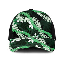 Puakenikeni Maile Lei Mesh Trucker Cap Frangipani Green Tropical Leaves LT01 One Size Black Green - Polynesian Pride