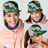 Puakenikeni Maile Lei Mesh Trucker Cap Frangipani Green Tropical Leaves LT01 - Polynesian Pride