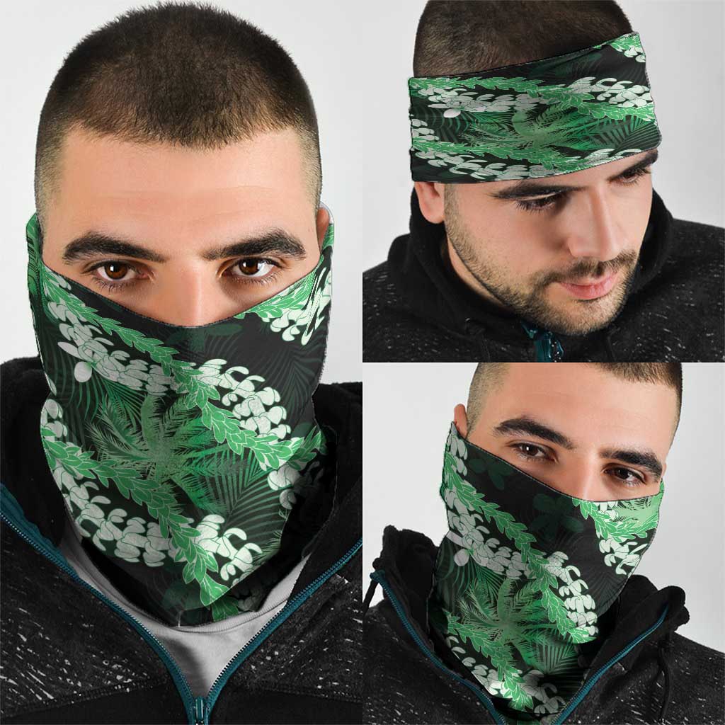 Puakenikeni Maile Lei Neck Gaiter Frangipani Green Tropical Leaves LT01 - Polynesian Pride