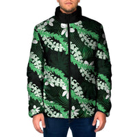Puakenikeni Maile Lei Padded Jacket Frangipani Green Tropical Leaves LT01 Men Green - Polynesian Pride