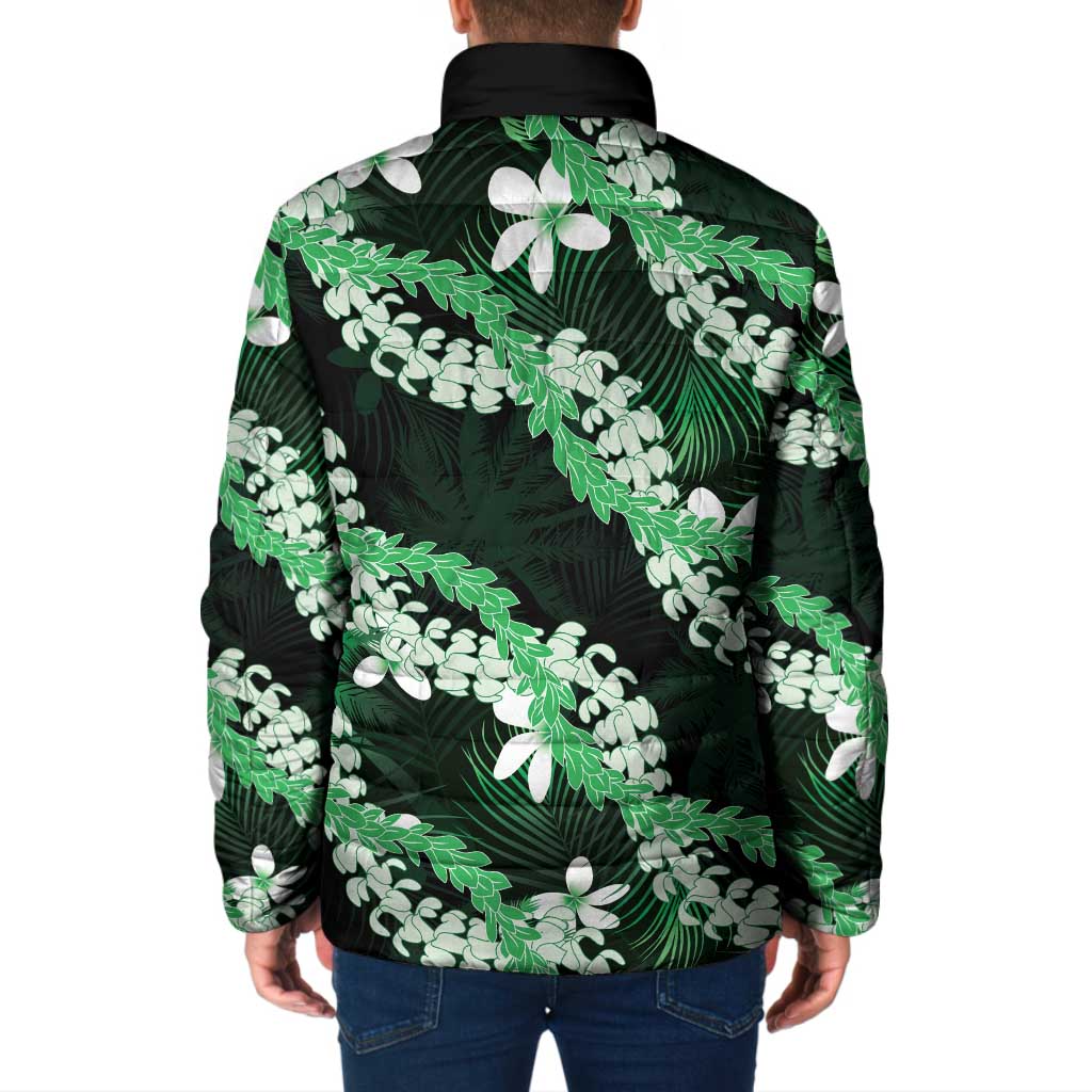 Puakenikeni Maile Lei Padded Jacket Frangipani Green Tropical Leaves LT01 - Polynesian Pride