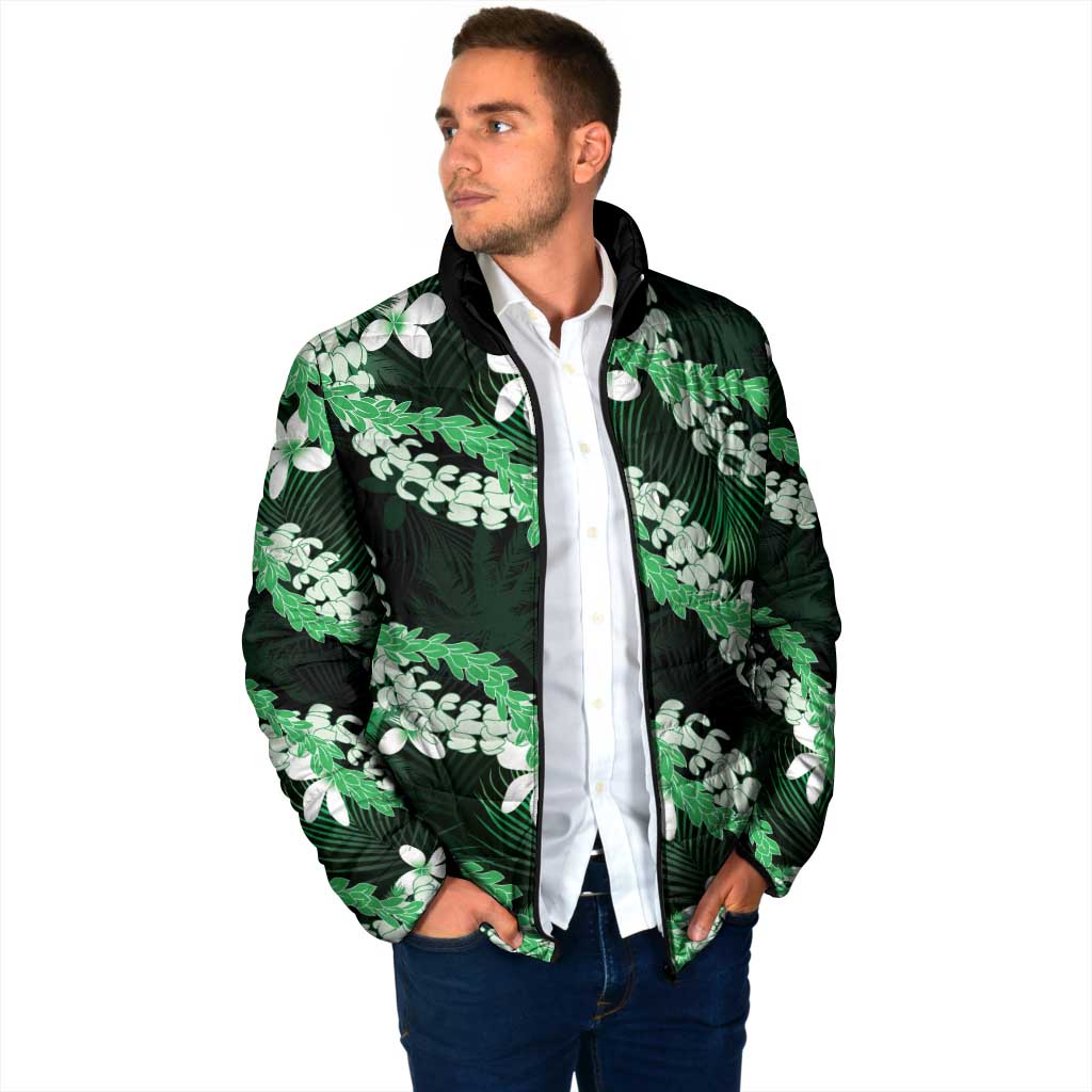 Puakenikeni Maile Lei Padded Jacket Frangipani Green Tropical Leaves LT01 - Polynesian Pride