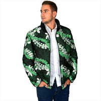 Puakenikeni Maile Lei Padded Jacket Frangipani Green Tropical Leaves LT01 - Polynesian Pride