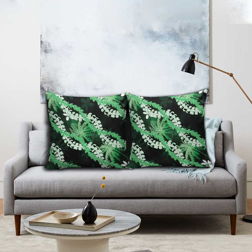 Puakenikeni Maile Lei Pillow Cover Frangipani Green Tropical Leaves LT01 - Polynesian Pride