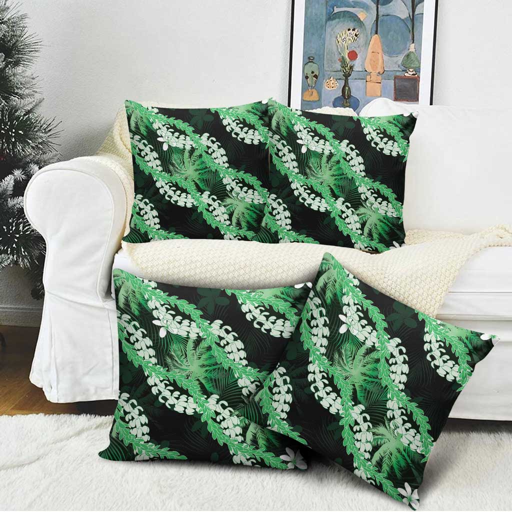 Puakenikeni Maile Lei Pillow Cover Frangipani Green Tropical Leaves LT01 - Polynesian Pride