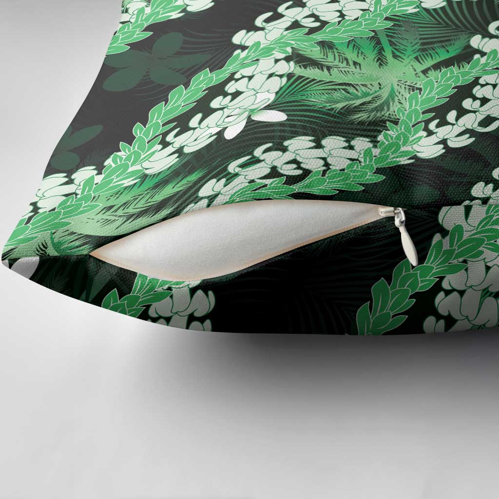 Puakenikeni Maile Lei Pillow Cover Frangipani Green Tropical Leaves LT01 - Polynesian Pride