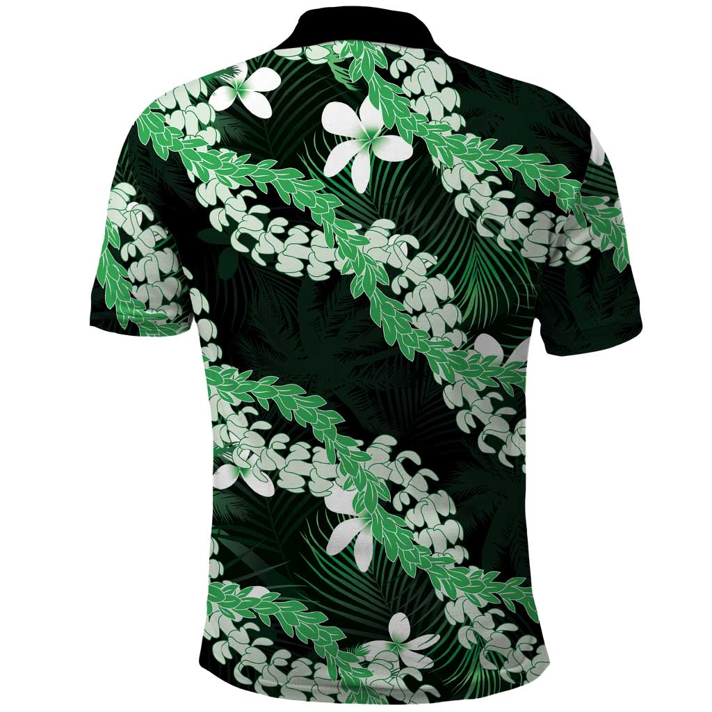 Puakenikeni Maile Lei Polo Shirt Frangipani Green Tropical Leaves LT01 - Polynesian Pride
