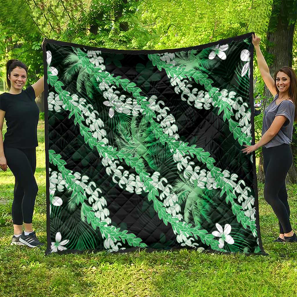 Puakenikeni Maile Lei Quilt Frangipani Green Tropical Leaves LT01 - Polynesian Pride