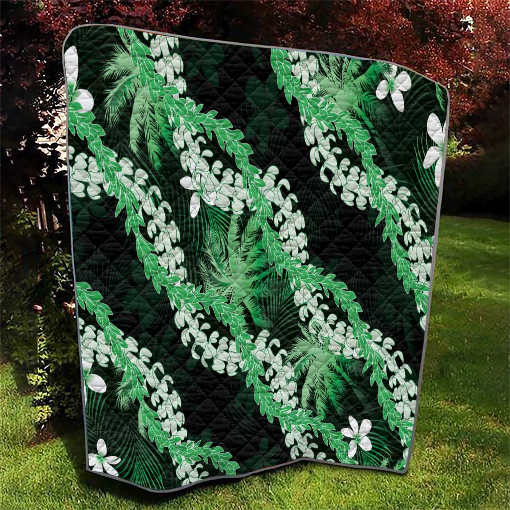 Puakenikeni Maile Lei Quilt Frangipani Green Tropical Leaves LT01 - Polynesian Pride