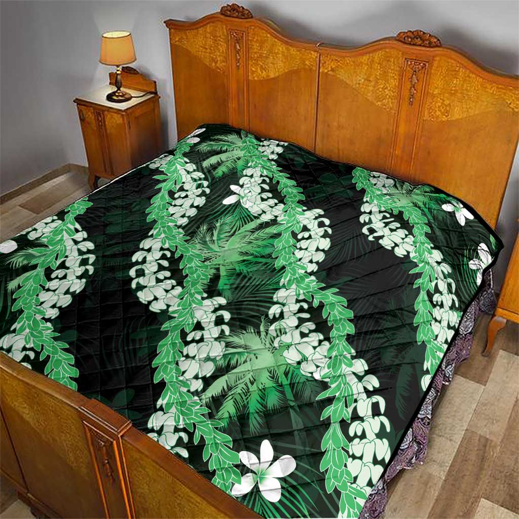 Puakenikeni Maile Lei Quilt Frangipani Green Tropical Leaves LT01 - Polynesian Pride