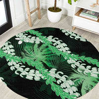 Puakenikeni Maile Lei Round Carpet Frangipani Green Tropical Leaves LT01 Green - Polynesian Pride