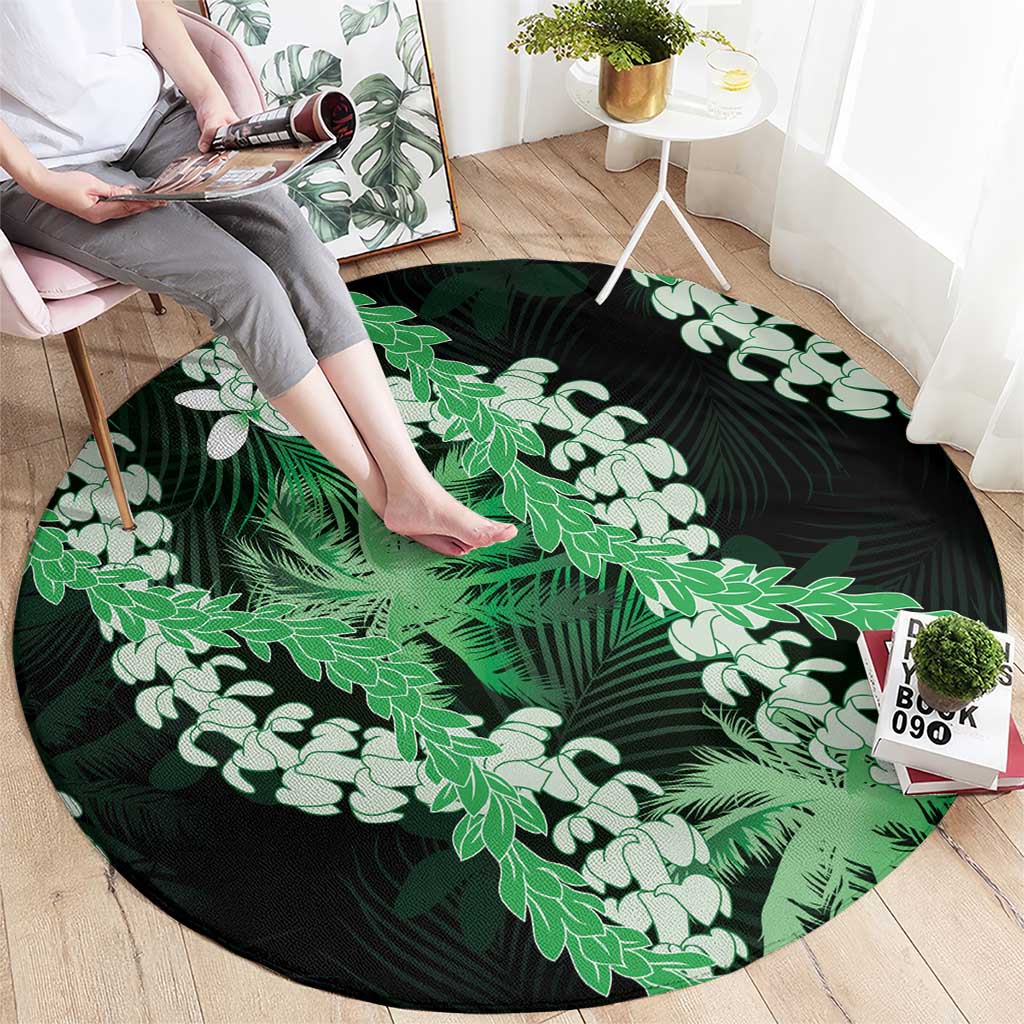 Puakenikeni Maile Lei Round Carpet Frangipani Green Tropical Leaves LT01 - Polynesian Pride