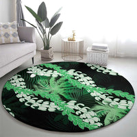 Puakenikeni Maile Lei Round Carpet Frangipani Green Tropical Leaves LT01 - Polynesian Pride