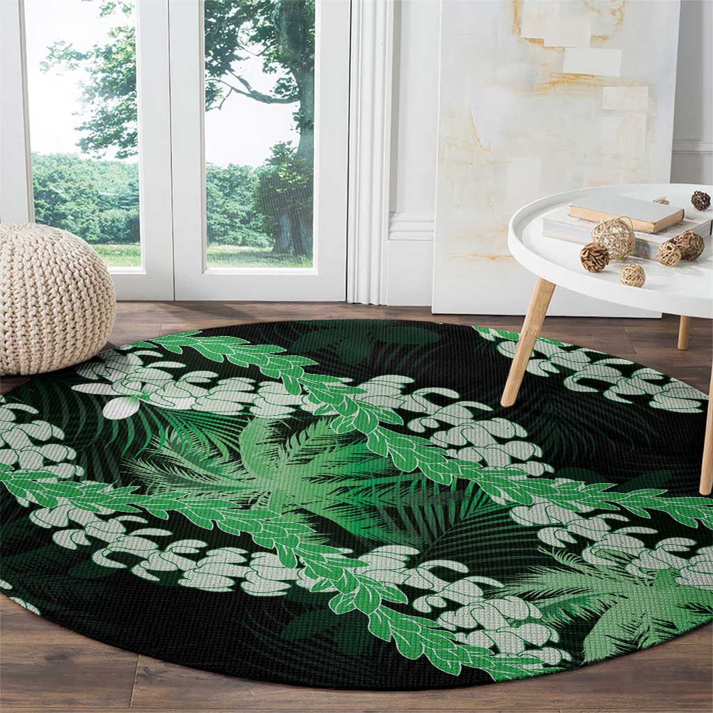 Puakenikeni Maile Lei Round Carpet Frangipani Green Tropical Leaves LT01 - Polynesian Pride