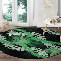Puakenikeni Maile Lei Round Carpet Frangipani Green Tropical Leaves LT01 - Polynesian Pride