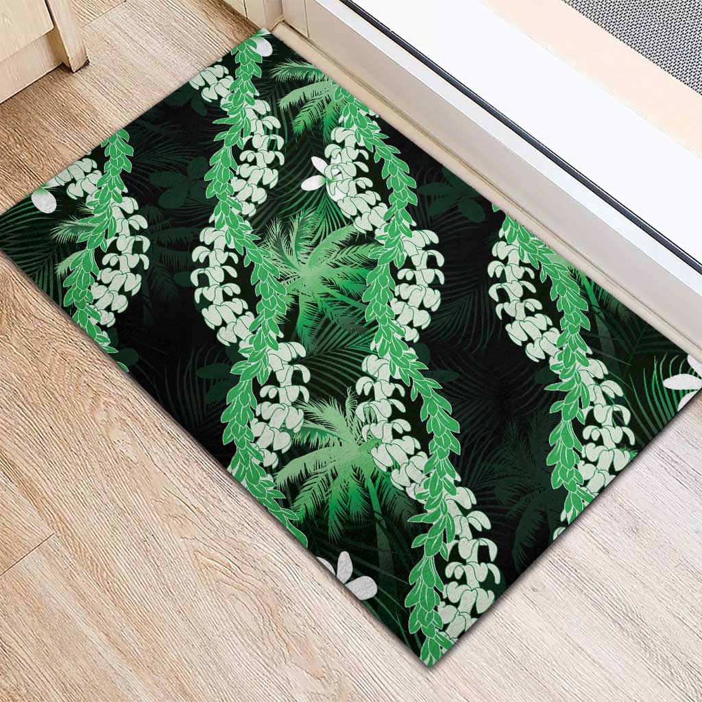 Puakenikeni Maile Lei Rubber Doormat Frangipani Green Tropical Leaves LT01 - Polynesian Pride