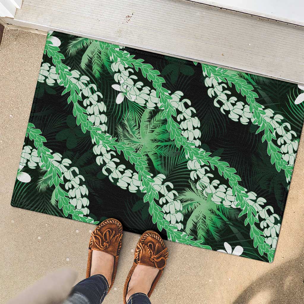 Puakenikeni Maile Lei Rubber Doormat Frangipani Green Tropical Leaves LT01 - Polynesian Pride