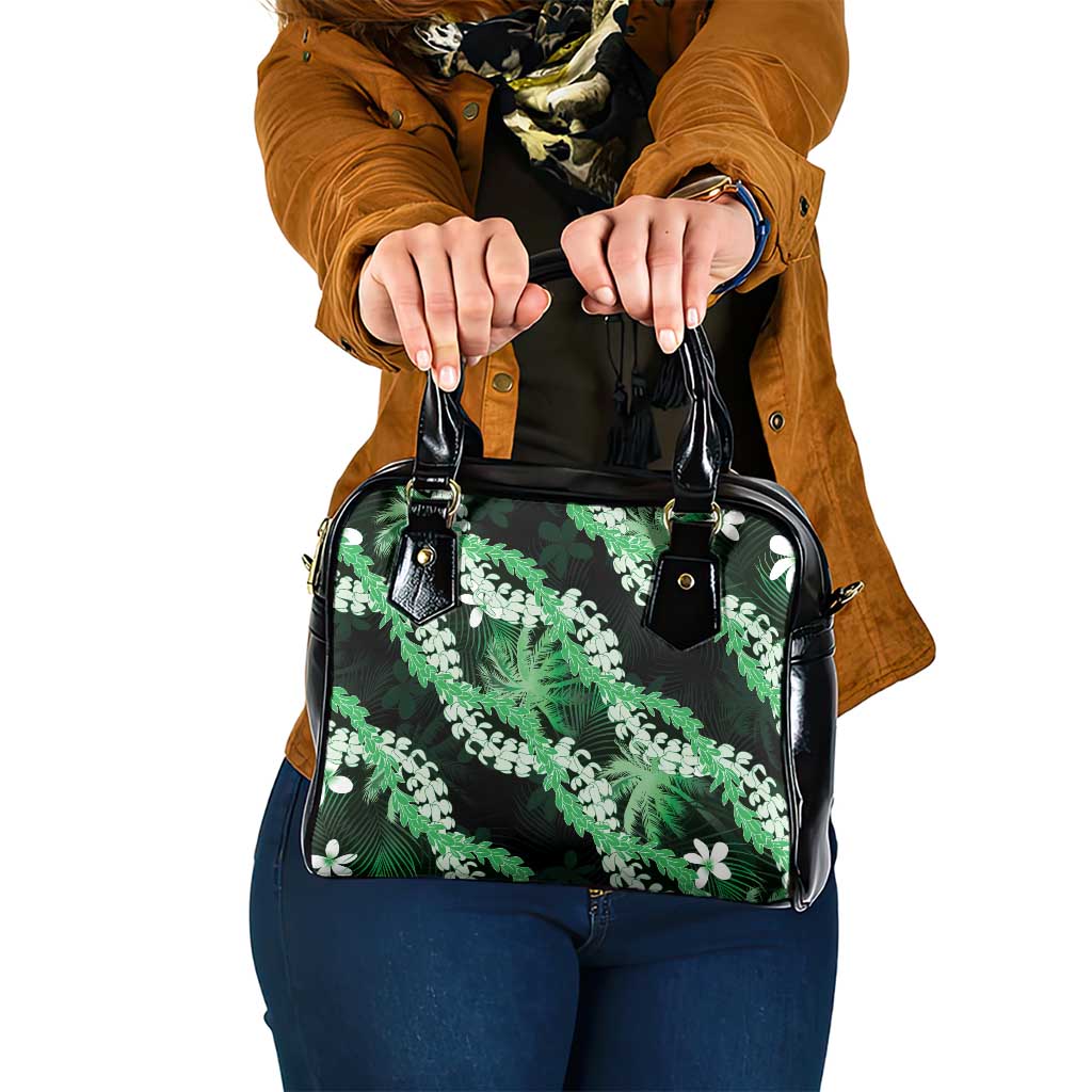 Puakenikeni Maile Lei Shoulder Handbag Frangipani Green Tropical Leaves LT01 One Size Green - Polynesian Pride