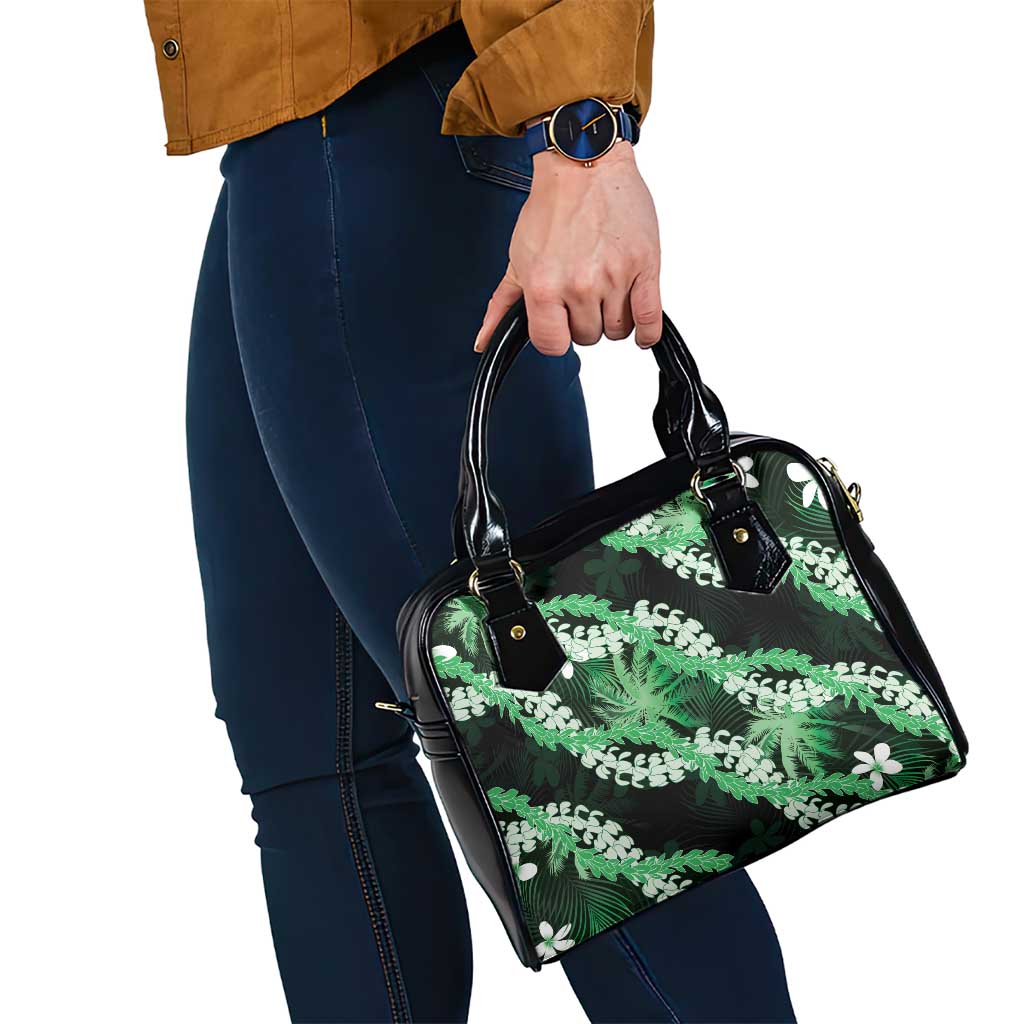 Puakenikeni Maile Lei Shoulder Handbag Frangipani Green Tropical Leaves LT01 - Polynesian Pride