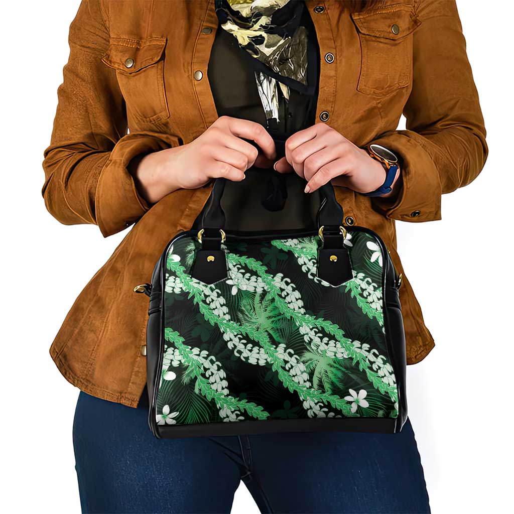 Puakenikeni Maile Lei Shoulder Handbag Frangipani Green Tropical Leaves LT01 - Polynesian Pride