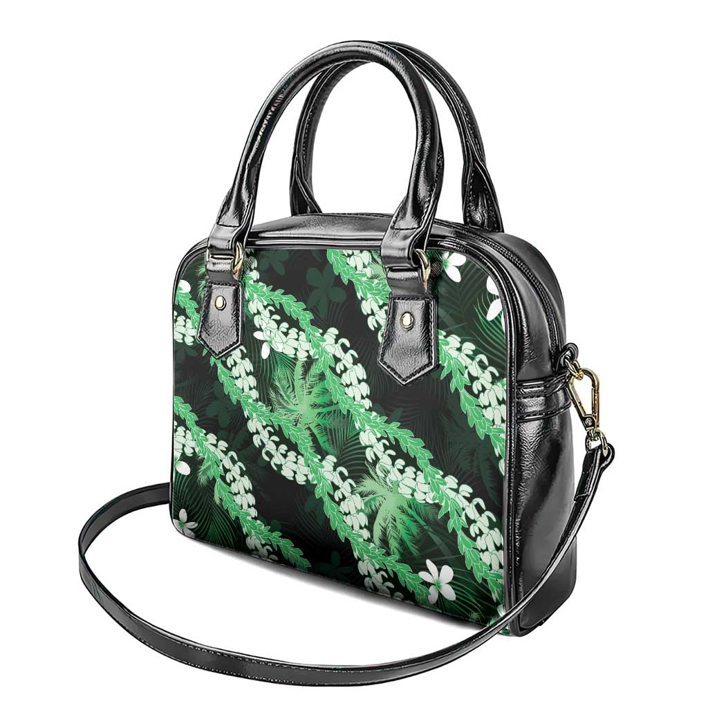 Puakenikeni Maile Lei Shoulder Handbag Frangipani Green Tropical Leaves LT01 - Polynesian Pride