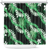 Puakenikeni Maile Lei Shower Curtain Frangipani Green Tropical Leaves LT01 Green - Polynesian Pride