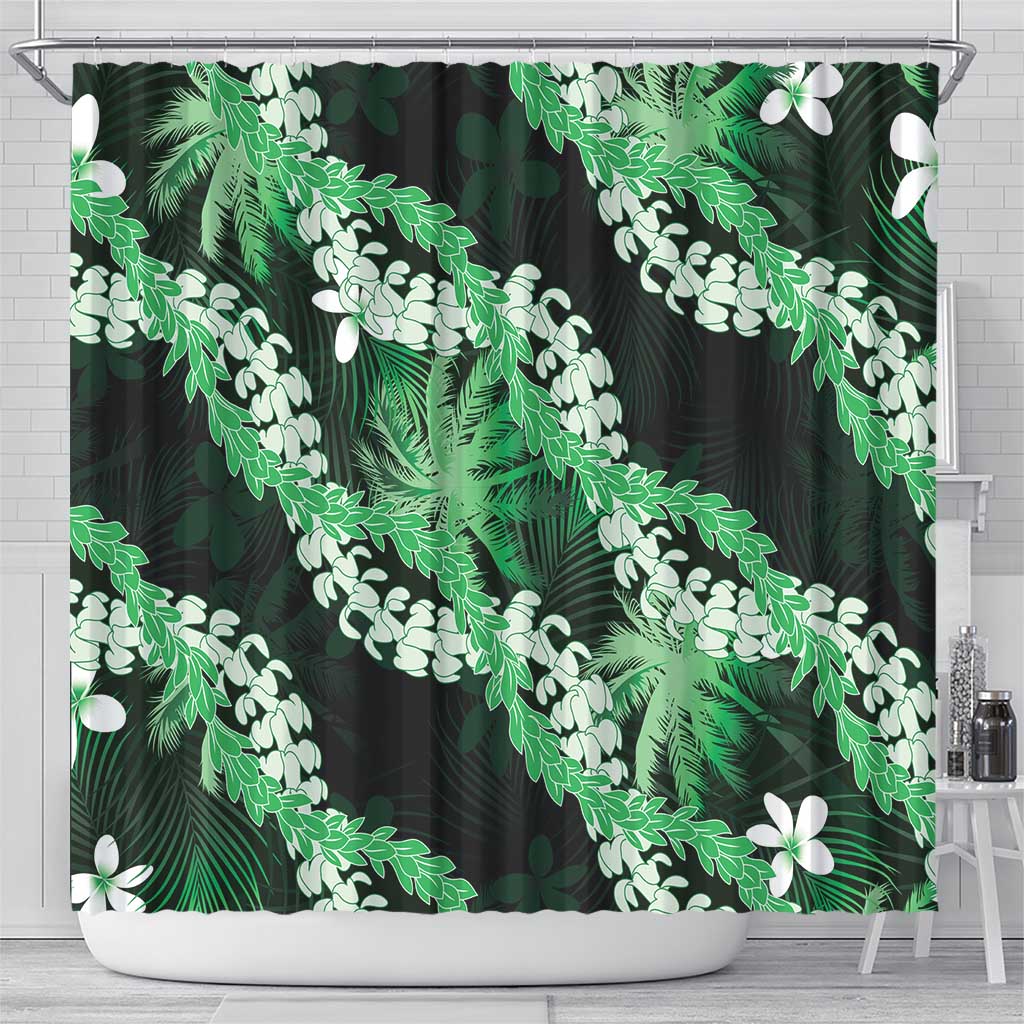 Puakenikeni Maile Lei Shower Curtain Frangipani Green Tropical Leaves LT01 - Polynesian Pride