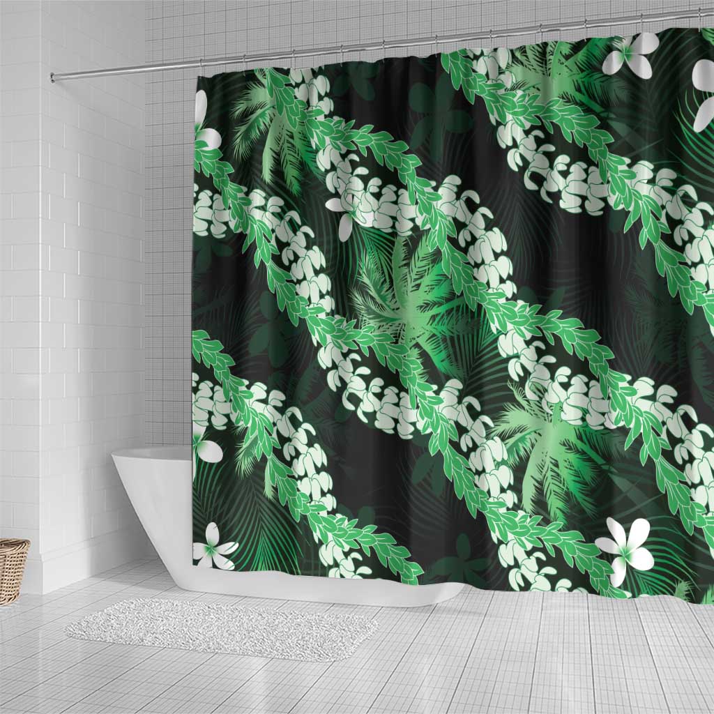 Puakenikeni Maile Lei Shower Curtain Frangipani Green Tropical Leaves LT01 - Polynesian Pride