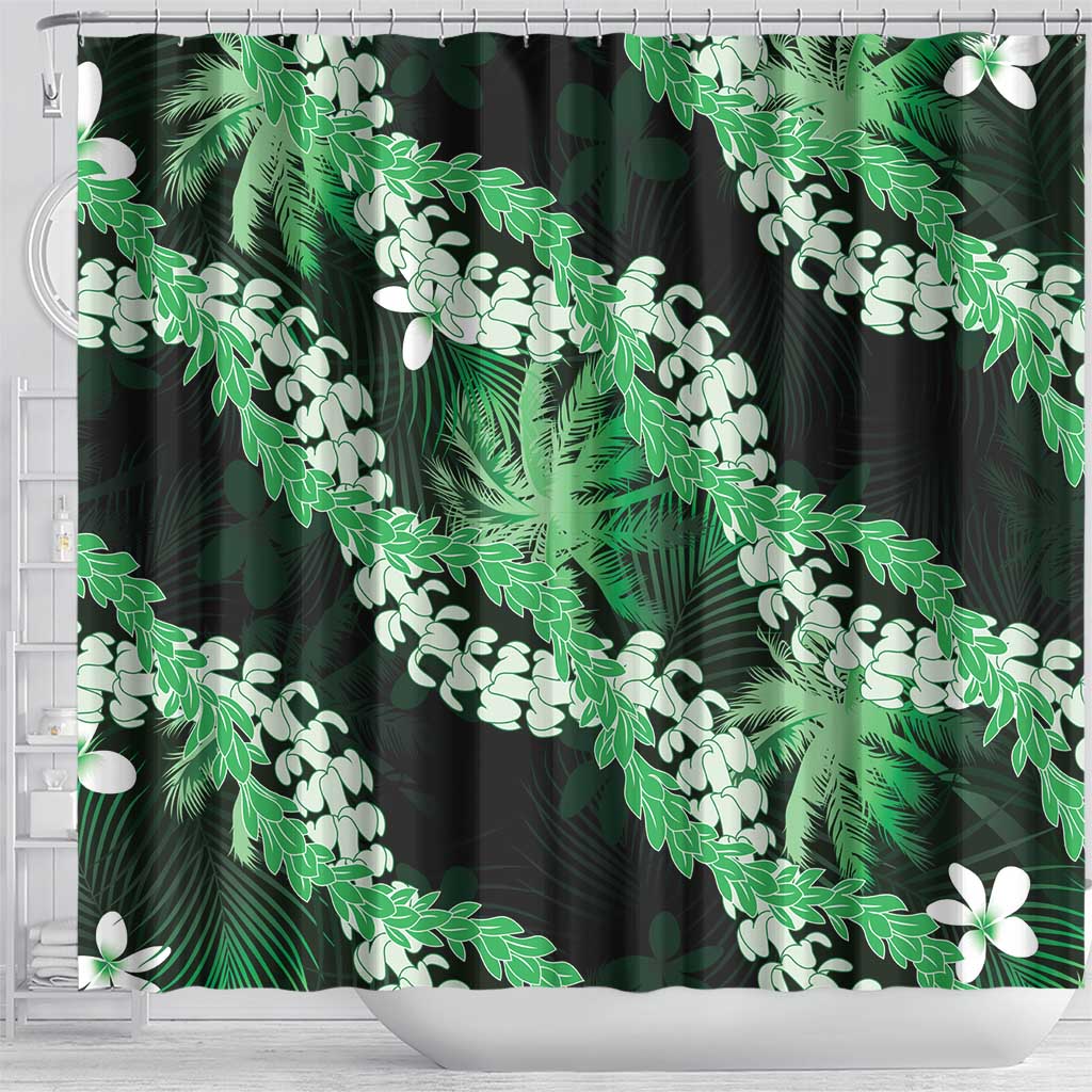 Puakenikeni Maile Lei Shower Curtain Frangipani Green Tropical Leaves LT01 - Polynesian Pride