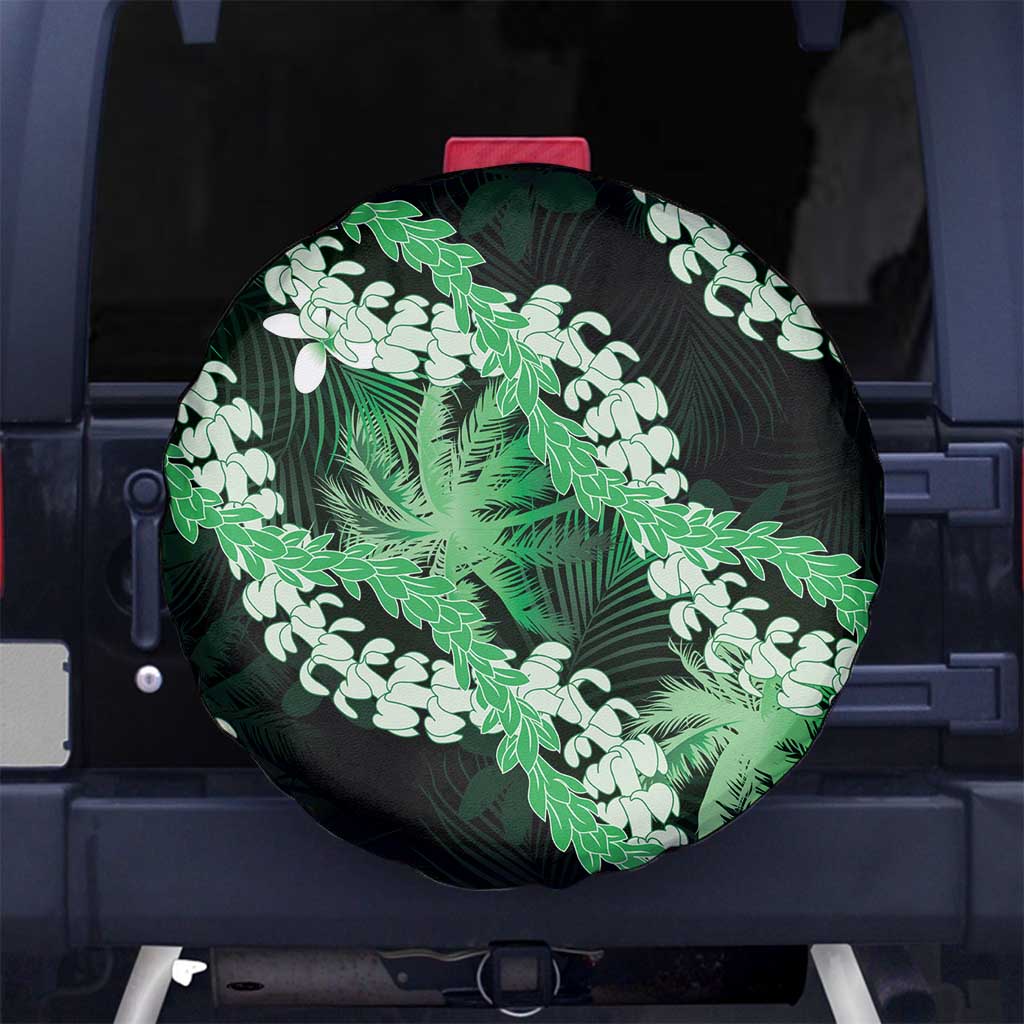 Puakenikeni Maile Lei Spare Tire Cover Frangipani Green Tropical Leaves