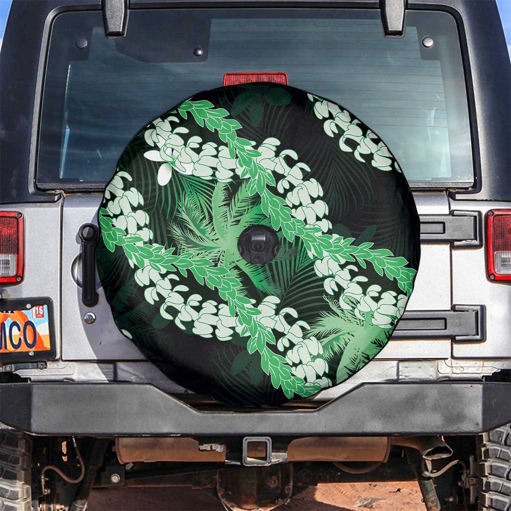 Puakenikeni Maile Lei Spare Tire Cover Frangipani Green Tropical Leaves