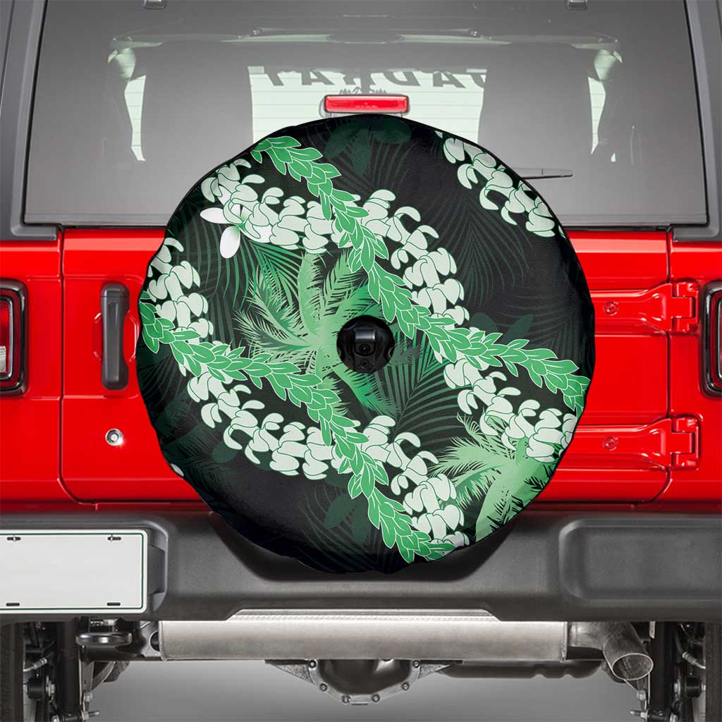 Puakenikeni Maile Lei Spare Tire Cover Frangipani Green Tropical Leaves
