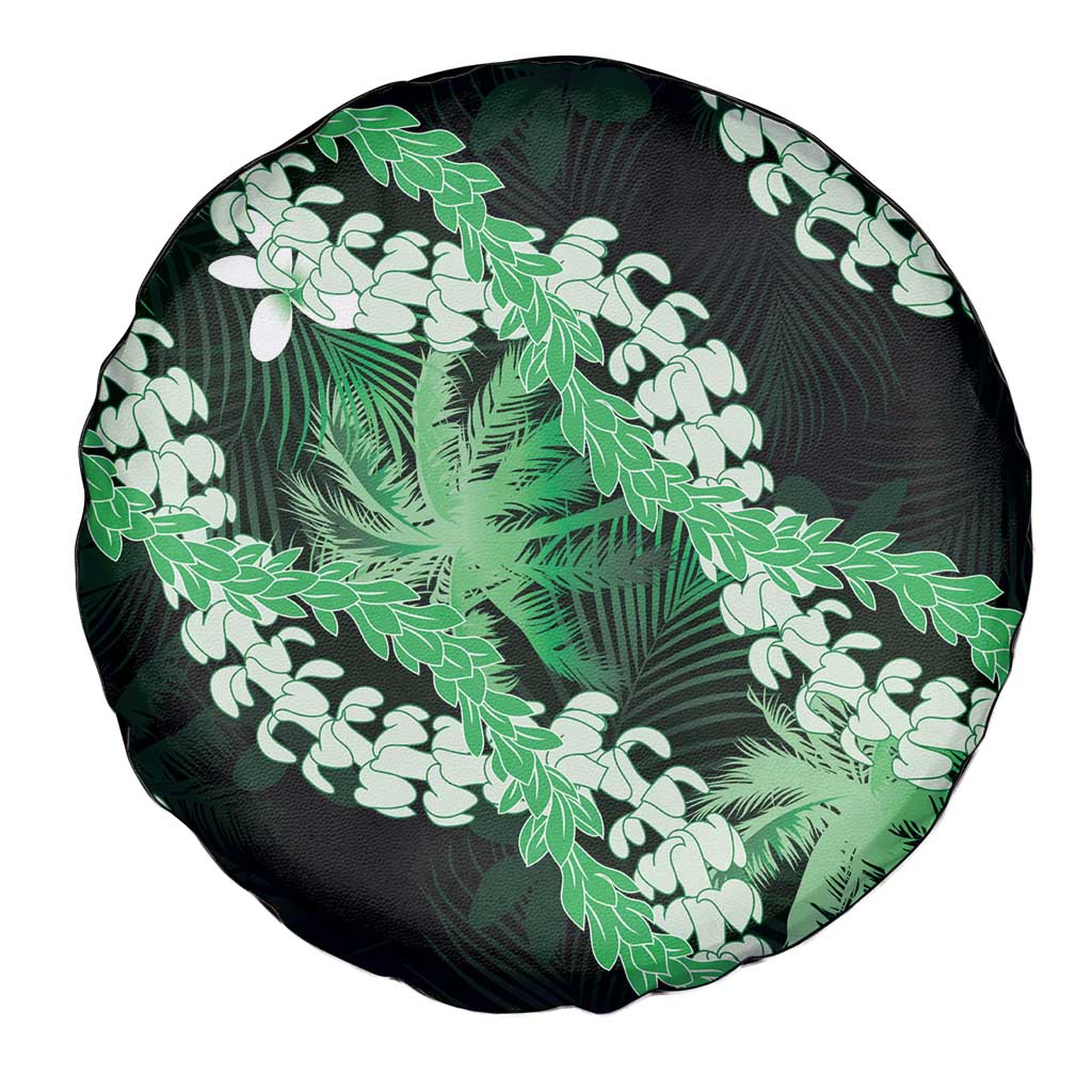 Puakenikeni Maile Lei Spare Tire Cover Frangipani Green Tropical Leaves