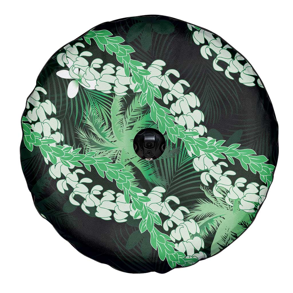 Puakenikeni Maile Lei Spare Tire Cover Frangipani Green Tropical Leaves
