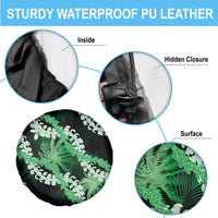 Puakenikeni Maile Lei Spare Tire Cover Frangipani Green Tropical Leaves