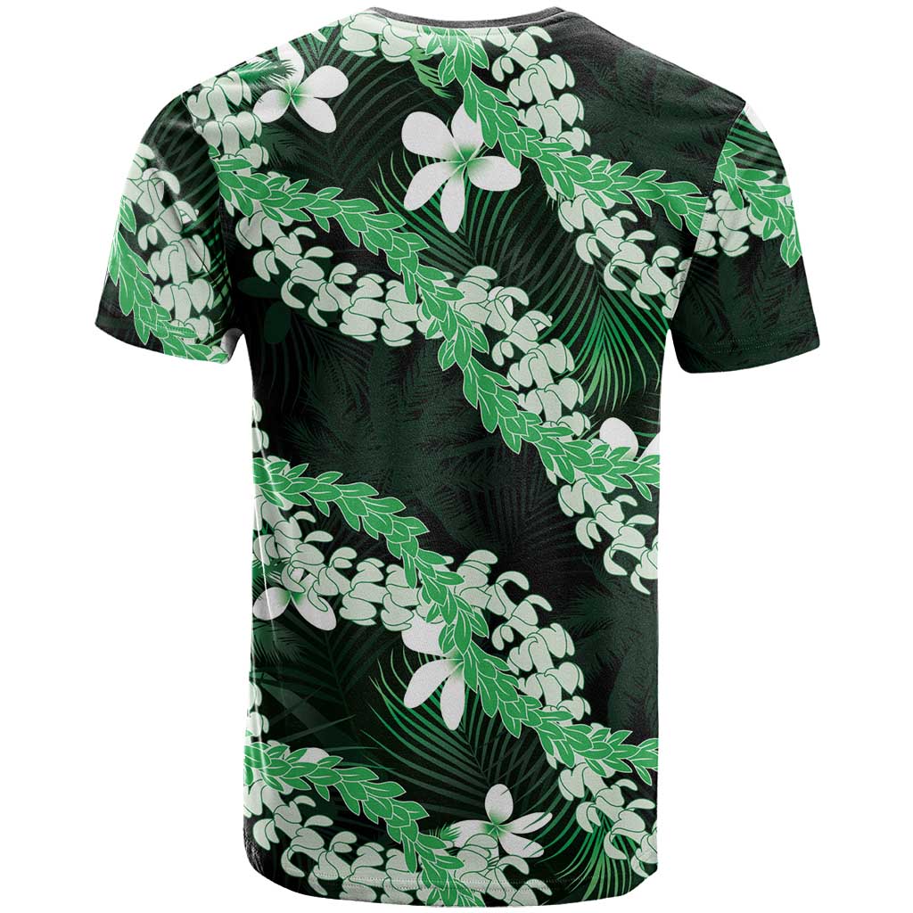 Puakenikeni Maile Lei T Shirt Frangipani Green Tropical Leaves LT01 - Polynesian Pride