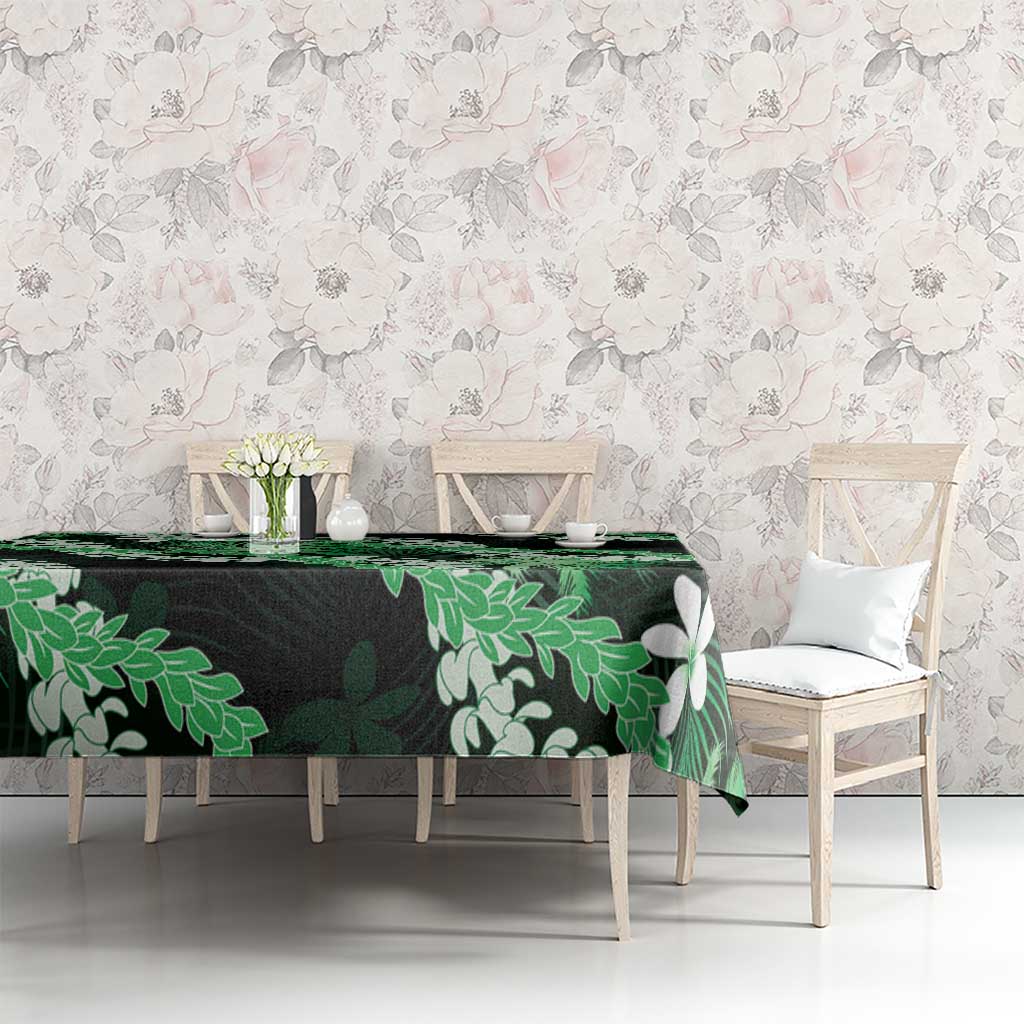 Puakenikeni Maile Lei Tablecloth Frangipani Green Tropical Leaves LT01 - Polynesian Pride