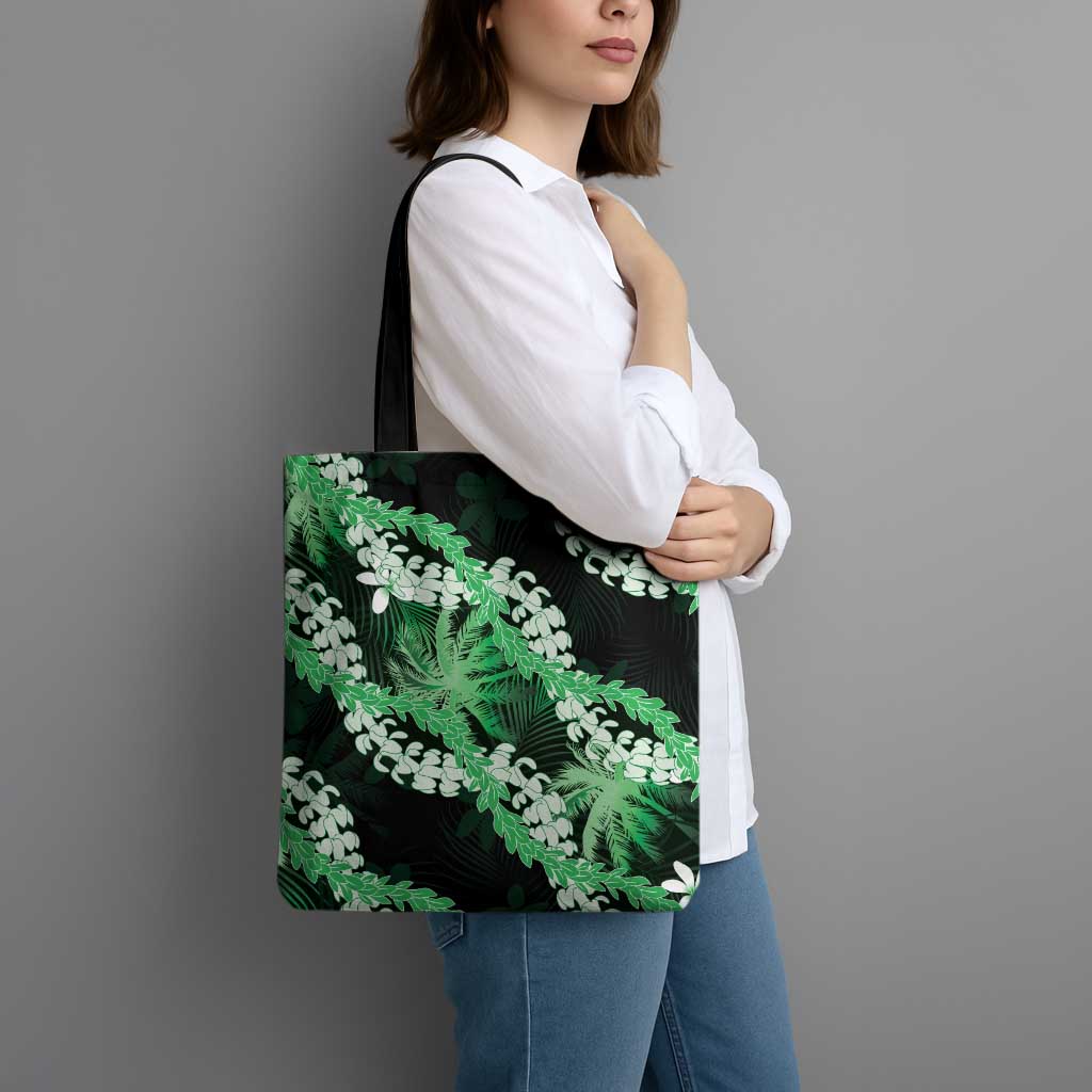 Puakenikeni Maile Lei Tote Bag Frangipani Green Tropical Leaves LT01 - Polynesian Pride