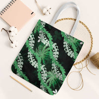 Puakenikeni Maile Lei Tote Bag Frangipani Green Tropical Leaves LT01 White Strap One Size Green - Polynesian Pride