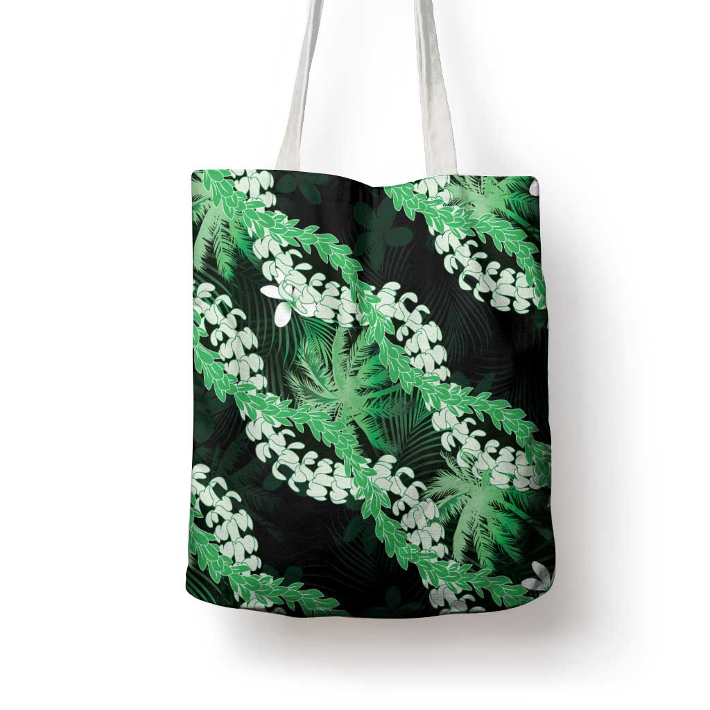 Puakenikeni Maile Lei Tote Bag Frangipani Green Tropical Leaves LT01 - Polynesian Pride