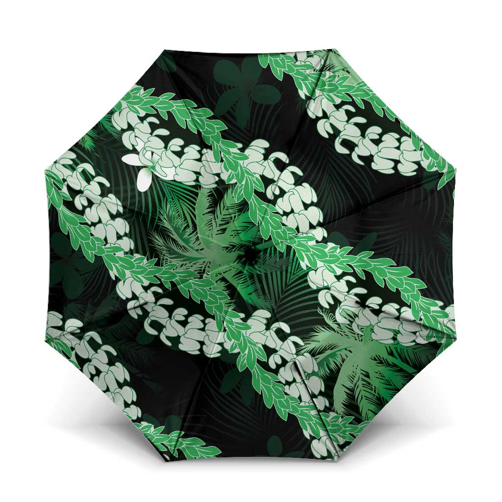 Puakenikeni Maile Lei Umbrella Frangipani Green Tropical Leaves LT01 One Size Folded 11.42 inch Opened Diameter 37.4 inch Green - Polynesian Pride
