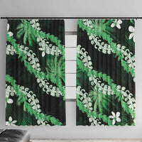 Puakenikeni Maile Lei Window Curtain Frangipani Green Tropical Leaves LT01 With Hooks Green - Polynesian Pride