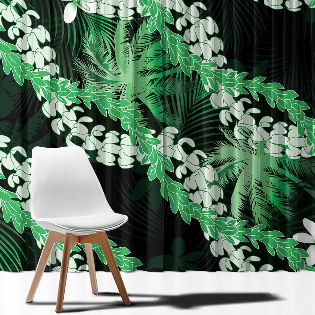 Puakenikeni Maile Lei Window Curtain Frangipani Green Tropical Leaves LT01 - Polynesian Pride